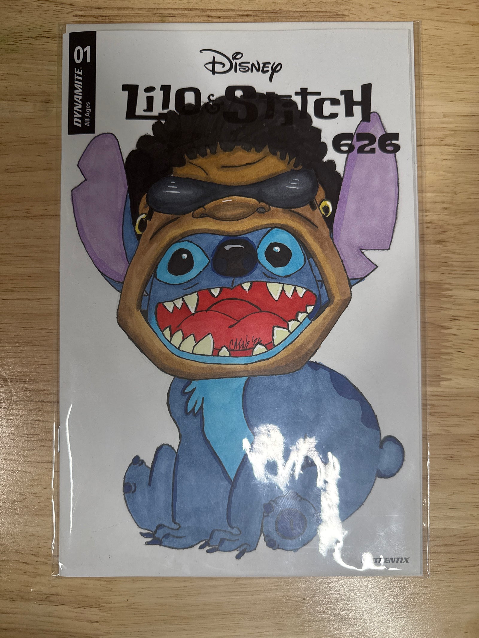LILO AND STITCH 626 #1 CVR B BLANK AUTHENTIX VAR (sketched by Cmine) - Stitch Cosplaying Agent Cobra Bubbles