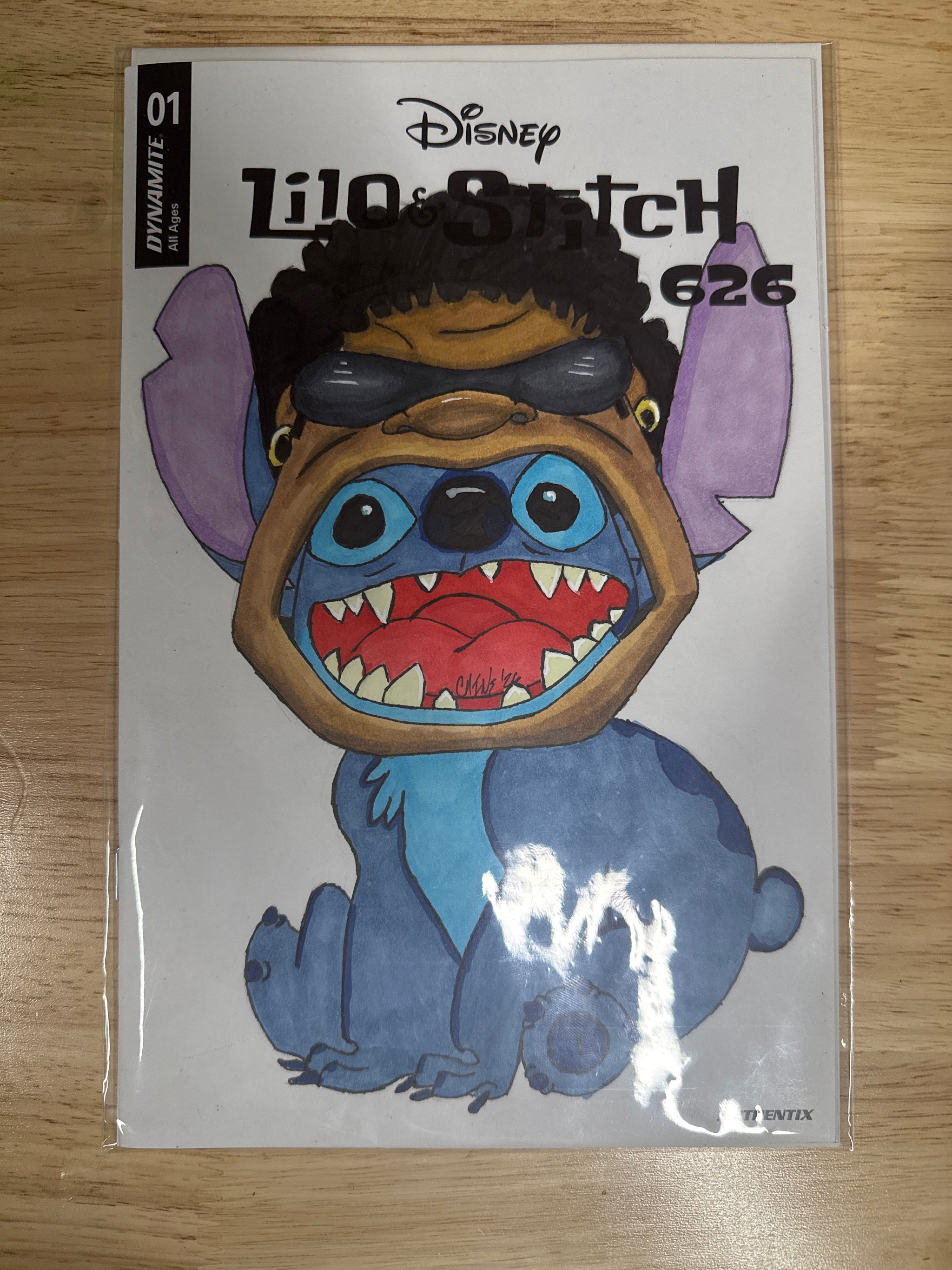 LILO AND STITCH 626 #1 CVR B BLANK AUTHENTIX VAR (sketched by Cmine) - Stitch Cosplaying Agent Cobra Bubbles